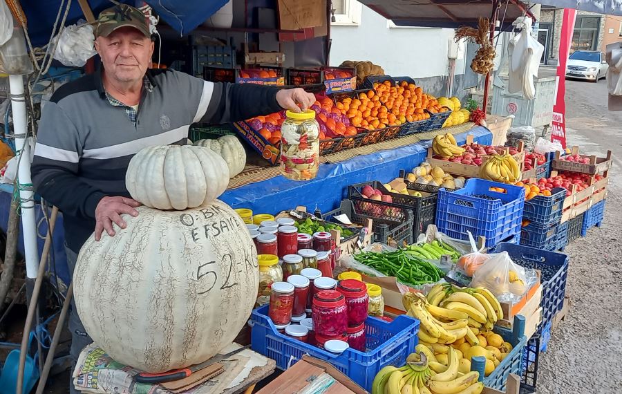 Mudanyalı çiftçi tarlasında 52 kilogram ağırlığında bal kabağı yetiştirdi