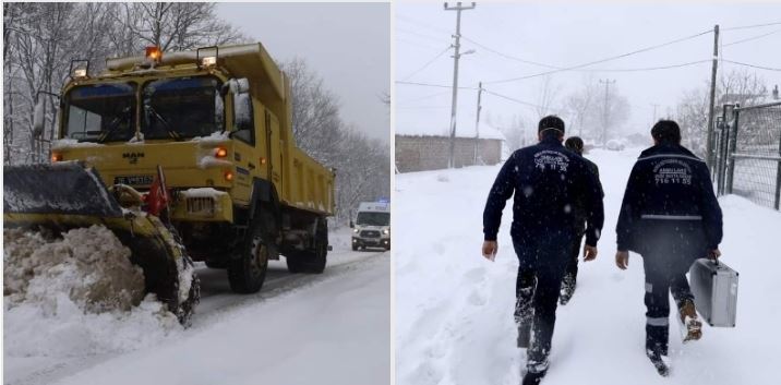 Sağlıkçılar hastalara ulaşmak için kar kış dinlemedi Geçit vermeyen yollar şifa için açıldı