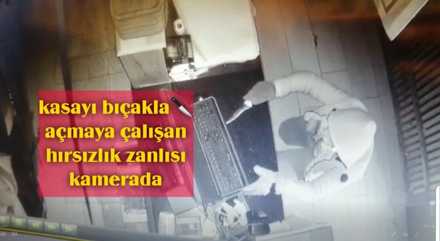 İnegöl’de kasayı bıçakla açmaya çalışan hırsızlık zanlısı kamerada