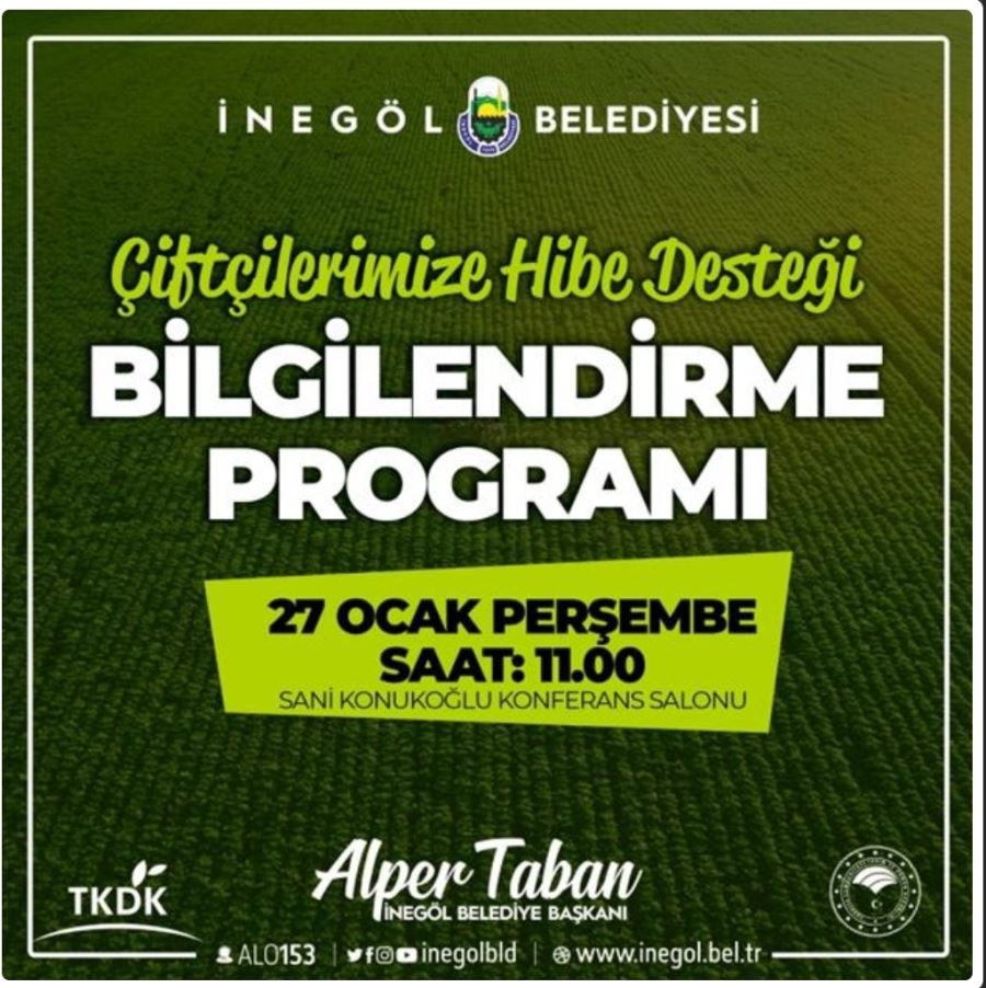 İnegöllü Çiftçilere Tkdk Hibe Destekleri Anlatılacak