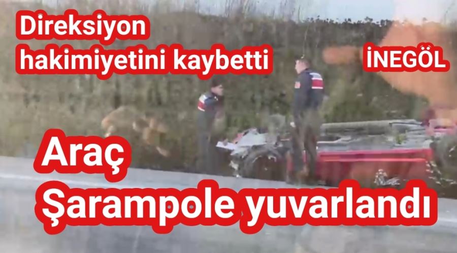 Direksiyon hakimiyetini kaybeden araç şarampole yuvarlandı