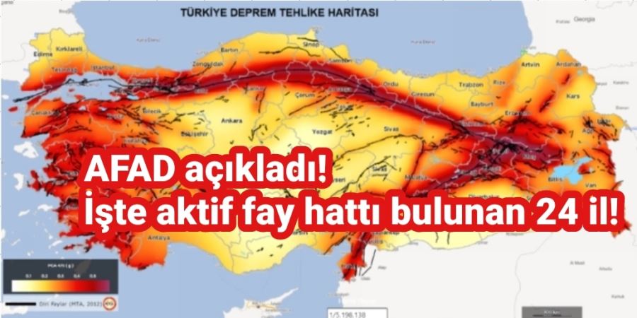 AFAD açıkladı! İşte aktif fay hattı bulunan 24 il!