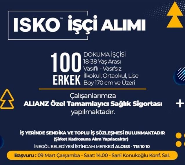 İsko 100 Personel Alacak