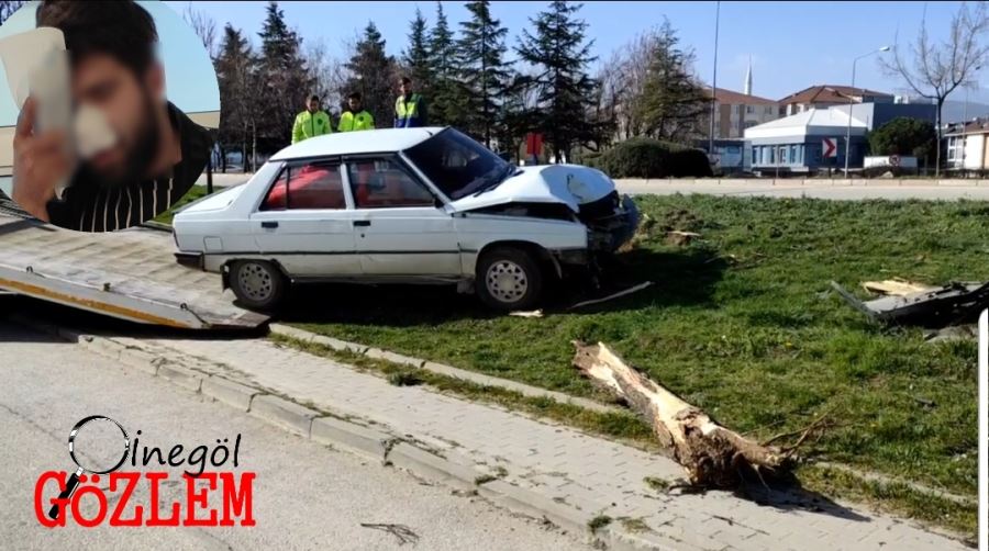 Gözü kararınca ağaca çarparak yaralandı