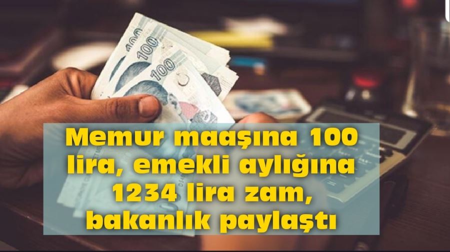 Memur maaşına 100 lira, emekli aylığına 1234 lira zam, bakanlık paylaştı