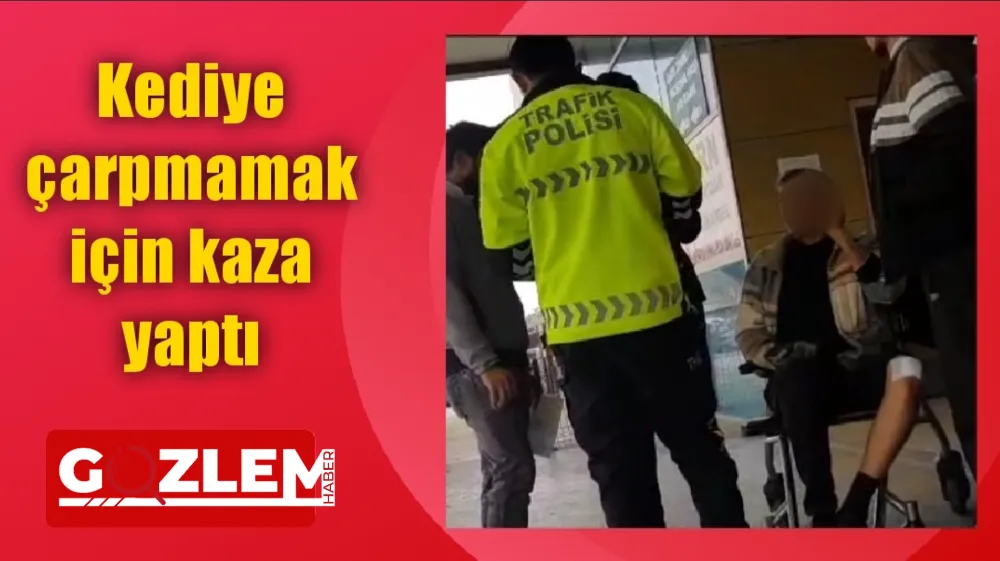 Motosiklet sürücüsü Kediye çarpmamak için manevra yapınca yaralandı 