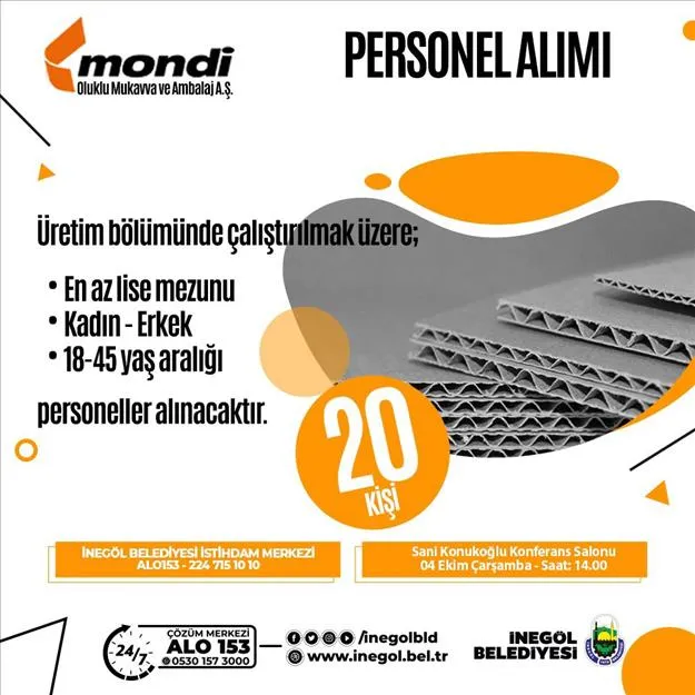 Mondi Ambalaj 20 Personel Alımı Yapacak