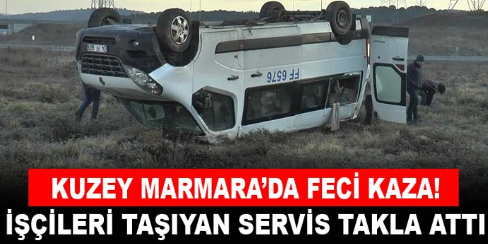 Servis minibüsü devrildi 9 kişi yaralandı