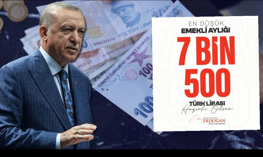 En düşük emekli maaşı 7 bin 500 lira oldu.