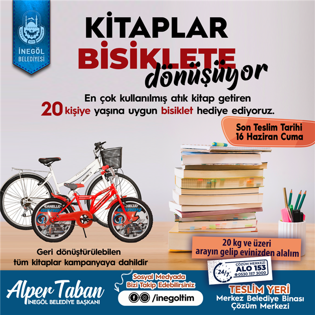 Kitaplar İnegöl Belediyesi İle Bisiklete Dönüşüyor