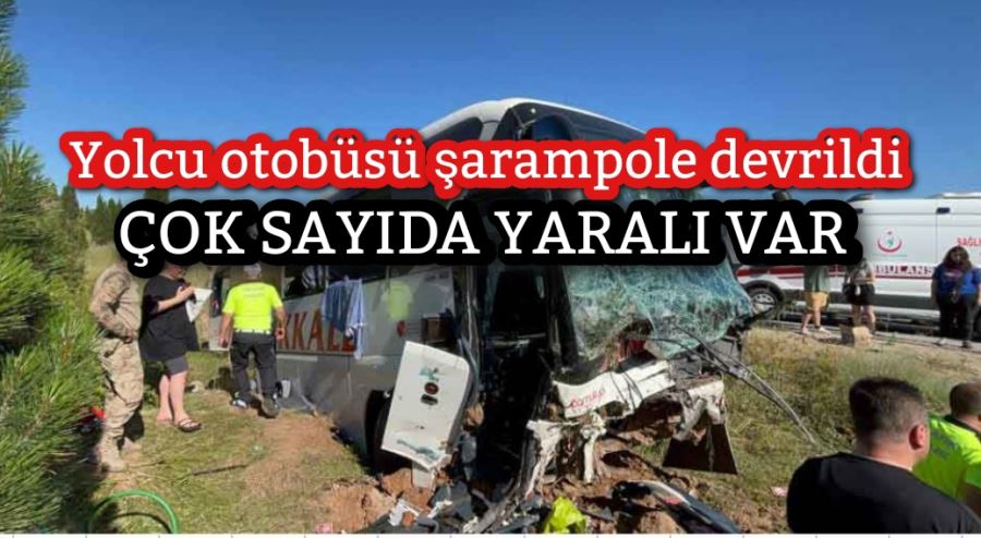 Yolcu otobüsü şarampole devrildi