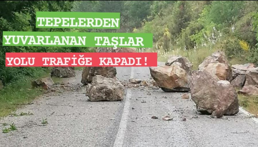 Kayaların düşmesi sonucu yol trafiğe kapandı