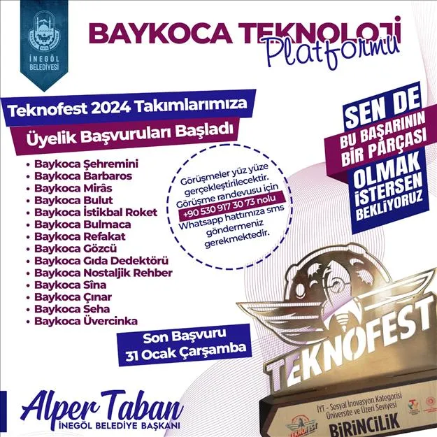 Baykoca Teknoloji Platformu Ekibine Katılım İçin Başvurular Başladı