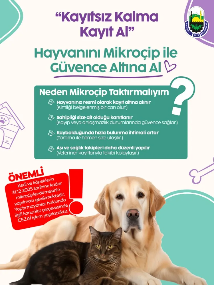 İnegöl Belediyesi’nden Evinde Kedi-Köpek Besleyenlere Mikroçip Uyarısı