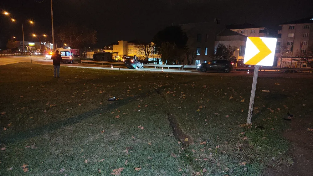 Bursa’dan İnegöl’e Seyreden Otomobil Alanyurt Yolunda Takla Attı