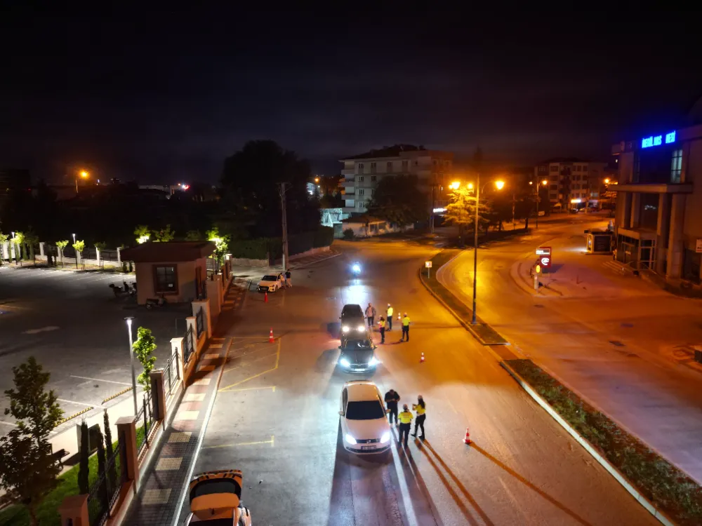 İnegöl’de trafik uygulaması havadan görüntülendi